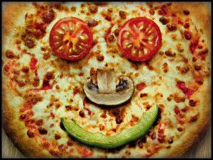 image of smiley faced pizza