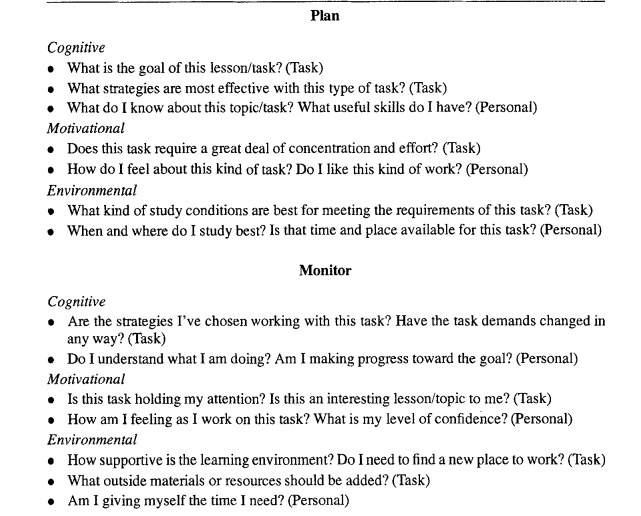 Metacognition Table 1