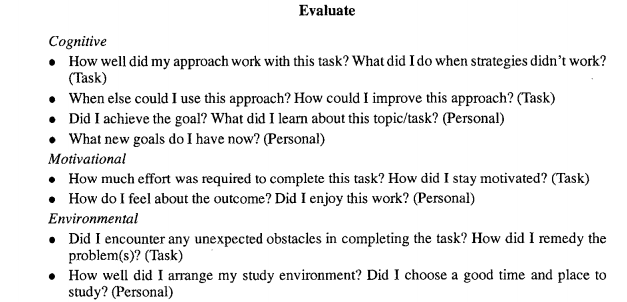 Metacognition Table 2